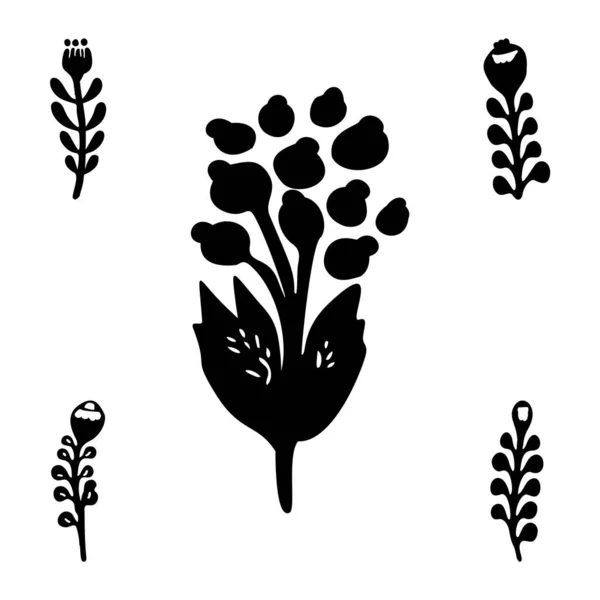 Vector Blume Doodle Vektor Icon Sammlung Set Mit Floralen Motiven — Stockvektor