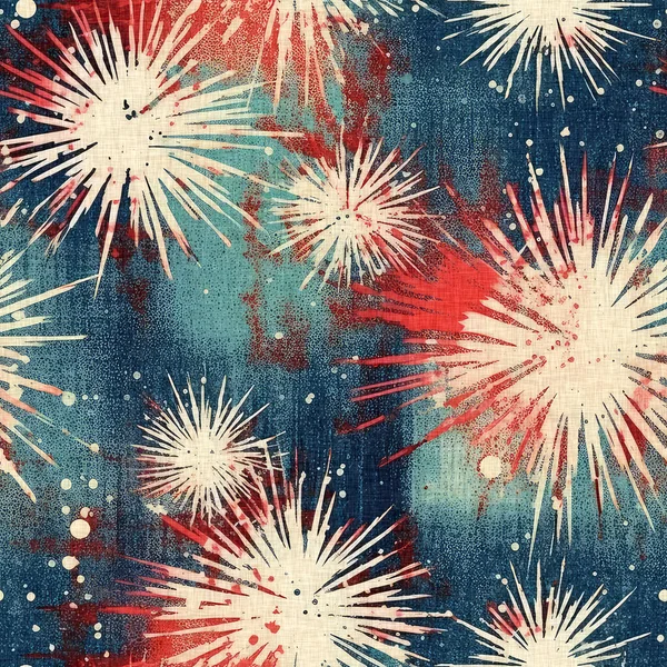 Seamless 4Th July Independence Day Fireworks Pattern Traditional Red White — Stock Photo, Image