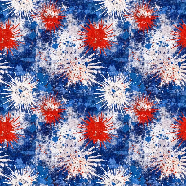 Seamless 4Th July Independence Day Fireworks Pattern Traditional Red White — Stock Photo, Image