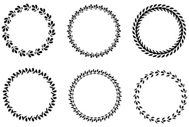 Çiçek desenli çelenk çizimi. Düğün daveti için hassas vektör çerçevesinin vektör koleksiyonu