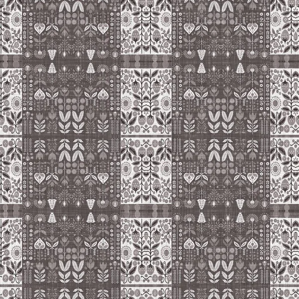 Country Cottage Grey Intricate Damask Seamless Pattern Tone French Style — 스톡 사진