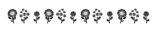 Причудливые Цветочные Ботанические Векторные Границы Изолированы Белом Фоне Скандинавская Мультяшная — стоковый вектор