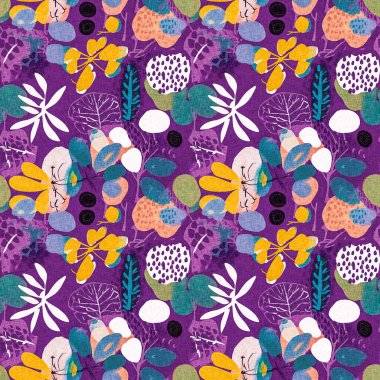 Modern mor yazlık kolaj kağıdı kumaş efekti tasarımı ile şekilleri keser. Kusursuz eğlence doğası moda tekstil temizleme arka planı için ilham kaynağı oldu