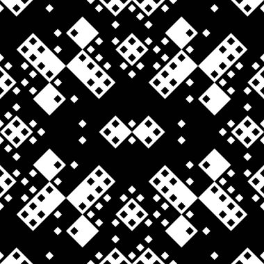 Monokrom piksel dikişsiz desen. Dijital arkaplan için retro biçiminde Geometrik retro tasarımı