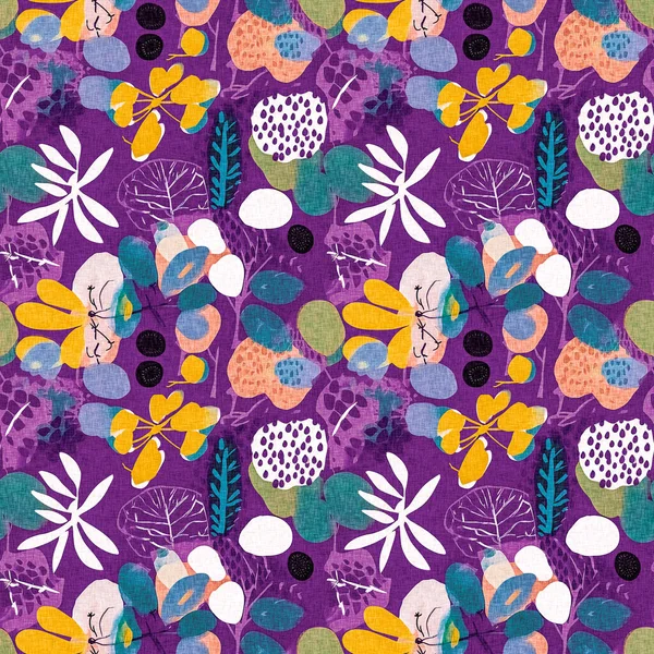 Papel Collage Verano Púrpura Moderno Recortado Formas Patrón Con Diseño — Foto de Stock