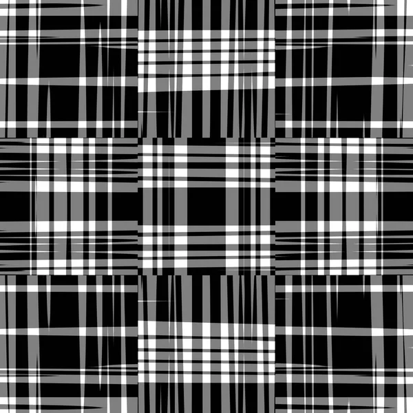 Black White Modern Plaid Pattern Seamless Monochrome Tartan Design Retro — Stock Photo, Image