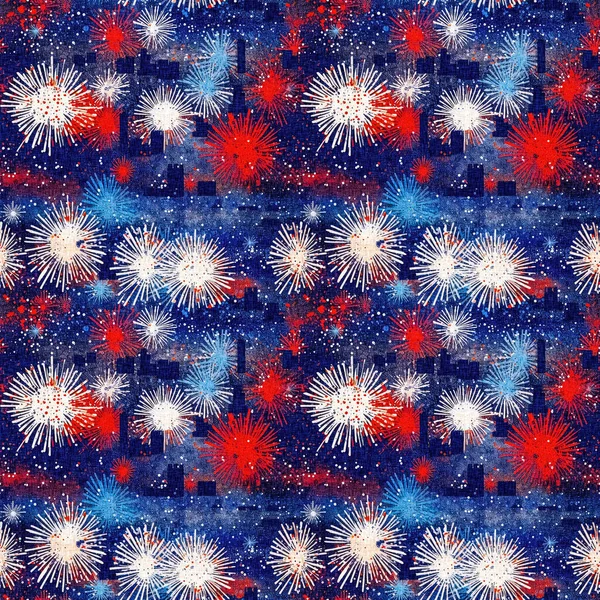 Безшовний Липня День Незалежності Феєрверків Традиційного Червоного Білого Синього Кольорів — стокове фото
