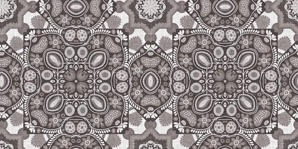 Country Cottage Grey Intricate Damask Seamless Border Tone French Style — Photo