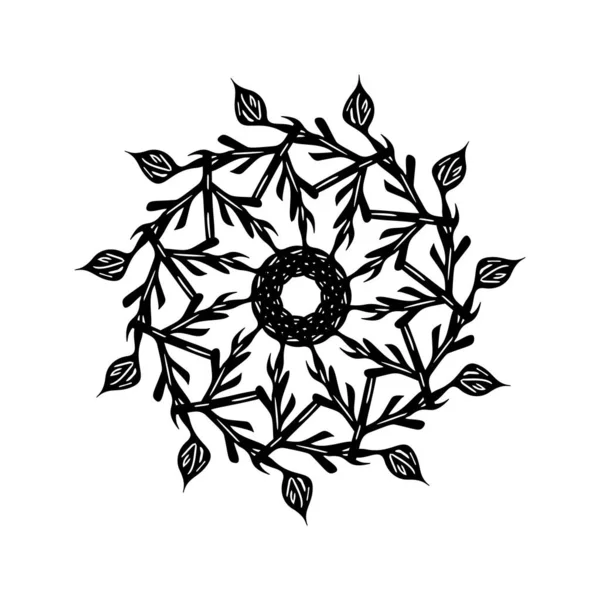 Couronne Scandinave Florale Dans Style Vectoriel Décalé Isolé Sur Fond — Image vectorielle