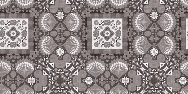 Country Cottage Grey Intricate Damask Seamless Border Tone French Style — Stock fotografie