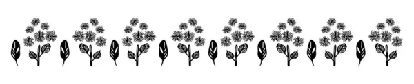 Borda Vetorial Botânica Floral Suja Isolada Fundo Branco Folhagem Desenhos — Vetor de Stock