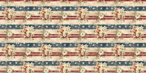 Rustic Americana Seamless Ribbon Traditional Red White Blue Colors Modern — Stock Photo, Image