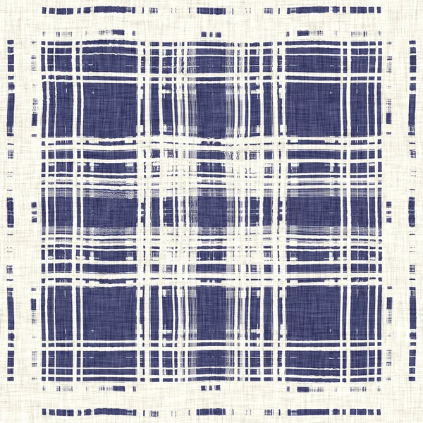 Masculine Indigo Tartan Linen Seamless Pattern All Print Navy Blue — Stock Photo, Image