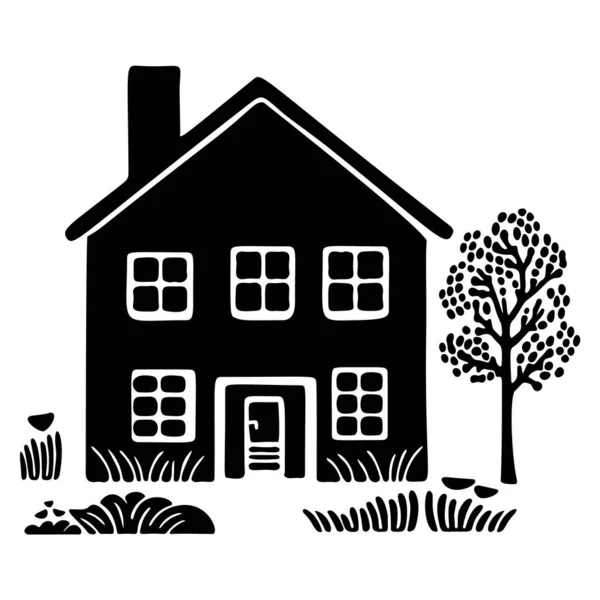 Cute Rustic Cottage Motif Homestead Vintage Style Vector Illustration Whimsical — Vector de stock