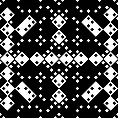 Monokrom piksel dikişsiz desen. Dijital arkaplan için retro biçiminde Geometrik retro tasarımı