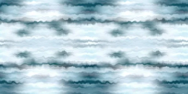 Trendy Tie Dye Blue Washed Border Nautical Style Ribbon Pattern — Stock Photo, Image
