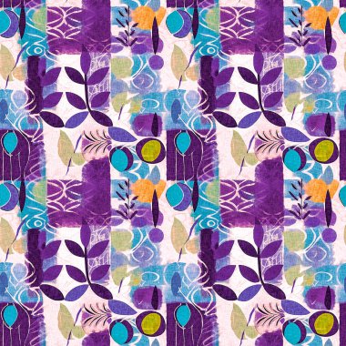 Modern mor yazlık kolaj kağıdı kumaş efekti tasarımı ile şekilleri keser. Kusursuz eğlence doğası moda tekstil temizleme arka planı için ilham kaynağı oldu