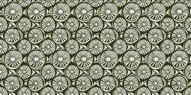 Forest green country floral blockprint linen seamless border. Print of French cottage interior cotton effect flower fabric washi tape clipart