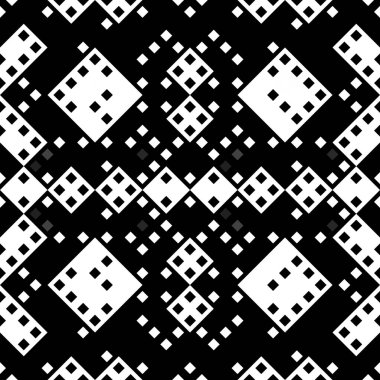 Monokrom piksel dikişsiz desen. Dijital arkaplan için retro biçiminde Geometrik retro tasarımı