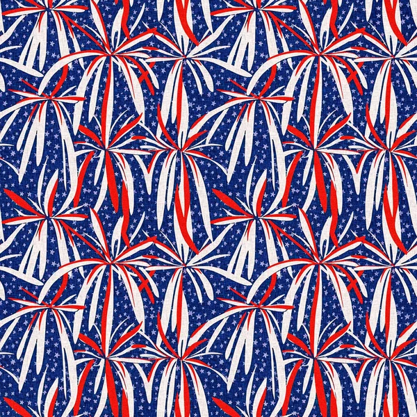 Seamless 4Th July Independence Day Pattern Traditional Red White Blue — Stock Photo, Image
