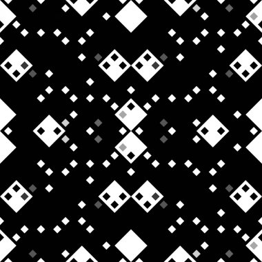 Monokrom piksel dikişsiz desen. Dijital arkaplan için retro biçiminde Geometrik retro tasarımı
