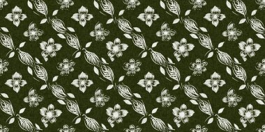 Orman yeşili ülke çiçekli keten desenli, dikişsiz sınır. Fransız kır evi iç pamuk baskısı çiçek kumaşı washi bandı