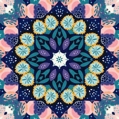 Kumaş efektli modern yama şablonu deseni. Kusursuz çağdaş yorgan modadan esinlenilmiş yazlık arka plan tasarımları için tekstil baskısı