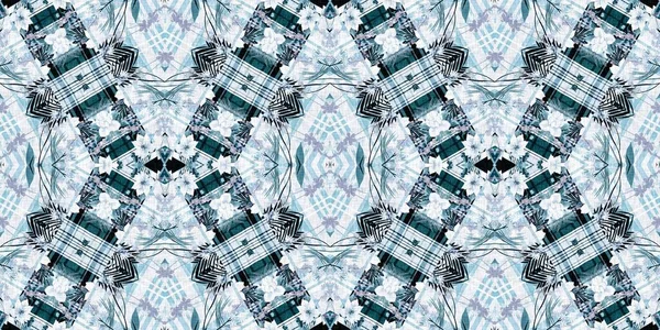 冬のグランジのテクスチャ国のコテージスタイルのためのシームレスな境界線織り織物 ブルードゥオトンスキャンディ表面デザインリボン — ストック写真