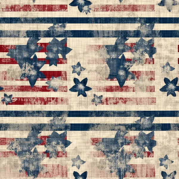 Rustikales Amerika Nahtloses Muster Traditionellen Roten Weißen Und Blauen Farben — Stockfoto