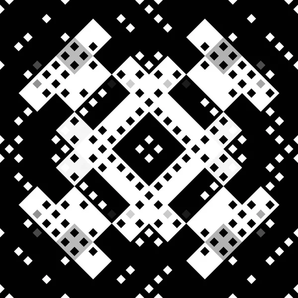 Монохромний Безшовний Візерунок Пікселя Геометричний Ретро Дизайн Стилі Ретро Цифрового — стокове фото