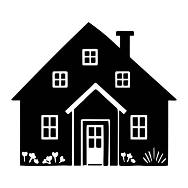 Çiftlik yeri tarzı şirin kır evi motifi. Kırsal evlerin ilginç illüstrasyonları