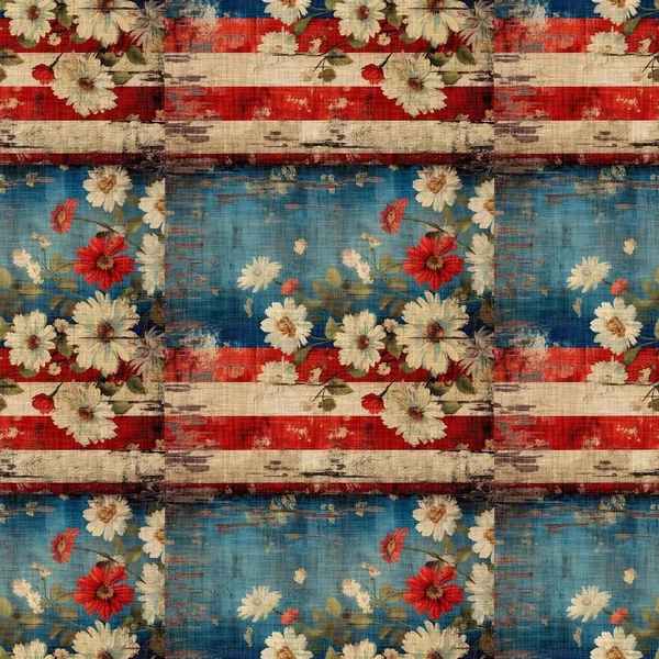 Rustic Americana Pola Mulus Dalam Warna Merah Putih Dan Biru — Stok Foto