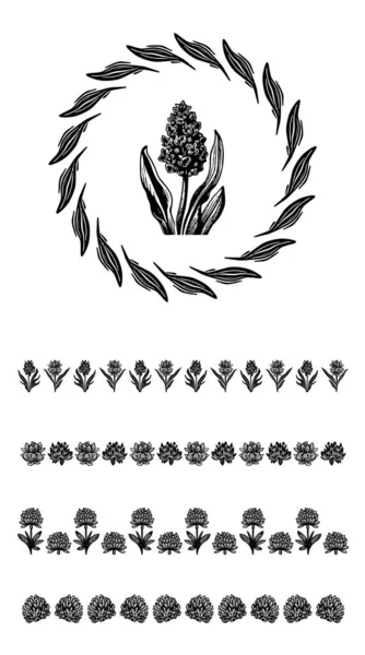 Σύνολο Φλοράλ Διανυσματικών Συνόρων Μοτίβο Λουλουδιών Στεφάνι Σκανδάλης Organic Folk — Διανυσματικό Αρχείο