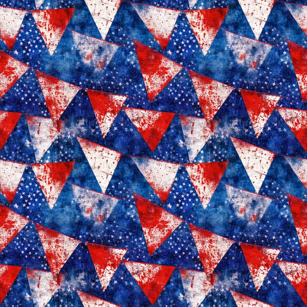 7月4日无缝化的独立日图案为传统的红 蓝三色 现代美国流行的度假装潢 夏季自由图形和美国背景 — 图库照片