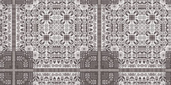 Country Cottage Grey Intricate Damask Seamless Border Tone French Style — 스톡 사진