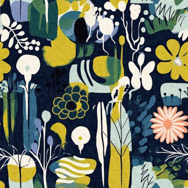 Modern saf kolaj kağıdı kumaş efekti tasarımıyla şekilleri keser. Kusursuz çağdaş eğlence doğası moda yaz arka plan tasarımları için tekstil baskısına ilham kaynağı oldu