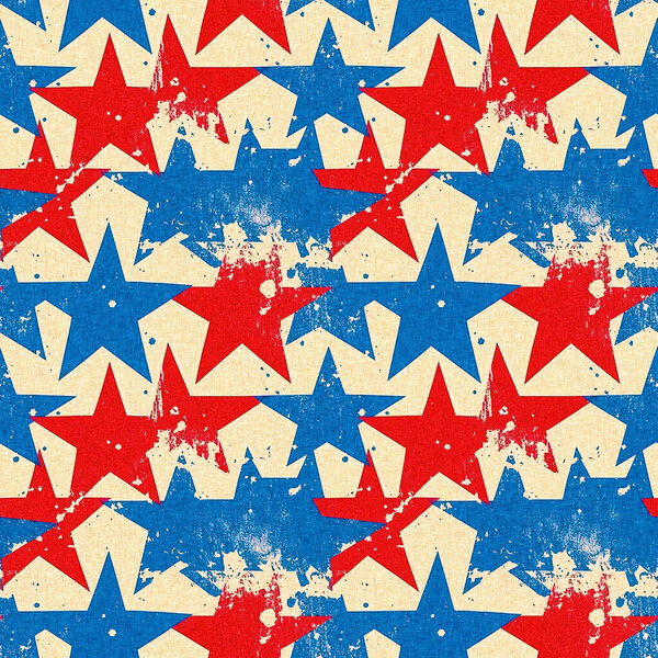 Seamless 4th of July independence day pattern in traditional red, white and blue colors. Modern usa stylish print for holiday decor, summer liberty graphic and united states background