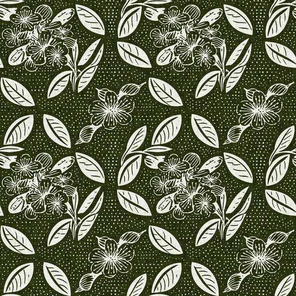 森林緑の国の花の版画リネンシームレスなパターン フランスのコテージの恋人印刷インテリア綿効果花の生地の背景 — ストック写真