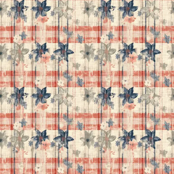 Rustikales Amerika Nahtloses Muster Traditionellen Roten Weißen Und Blauen Farben — Stockfoto