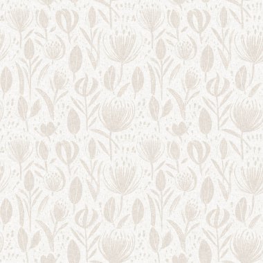 Kaba ve zarif düğün çiçekleri desenli keten desenli. Beyaz tondaki beyaz pamuk rengi çiçek arkaplanının her yerinde