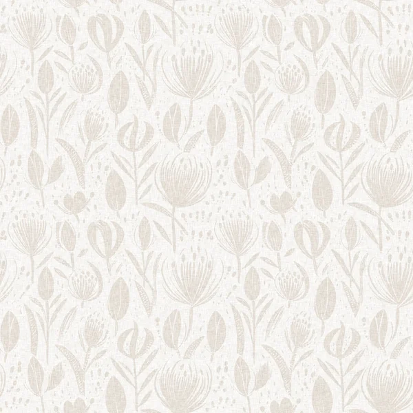 Dezente Rustikale Eleganz Hochzeit Floralen Block Print Leinen Nahtlosen Muster — Stockfoto