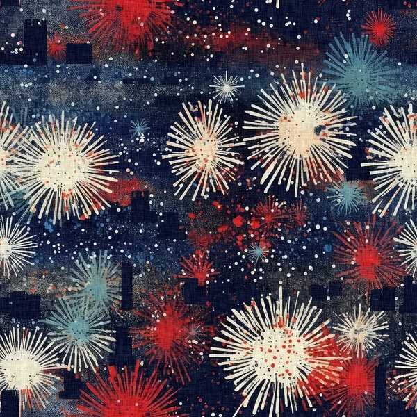 Nahtloses Feuerwerk Zum Unabhängigkeitstag Juli Den Traditionellen Farben Rot Weiß — Stockfoto