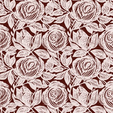 Kestane kırmızısı, çiçekli, desensiz keten desenli. Fransız kır evinin iç kısmının allover baskısı. İç pamuk etkisi çiçek kumaşı arka plan