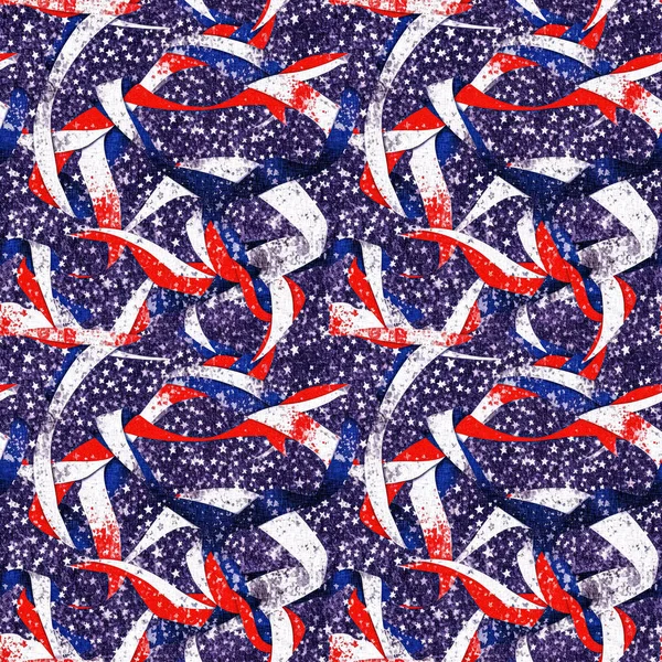 Seamless 4Th July Independence Day Pattern Traditional Red White Blue — Stock Photo, Image
