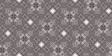 Country cottage grey intricate damask seamless border. 2 Tone french style ribbon. Simple rustic fabric textile for shabby chic patchwork