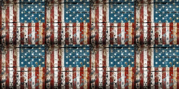 Rustikale Americana Nahtlosen Rand Traditionellen Roten Weißen Und Blauen Farben — Stockfoto