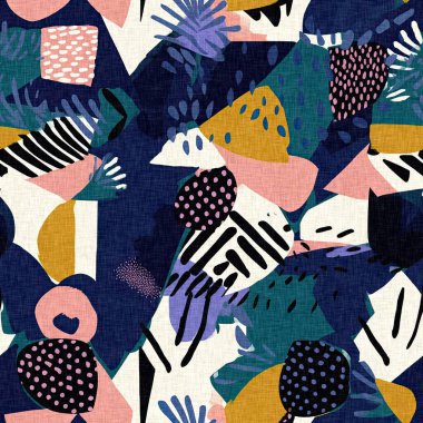 Modern saf kolaj kağıdı kumaş efekti tasarımıyla şekilleri keser. Kusursuz çağdaş eğlence doğası moda yaz arka plan tasarımları için tekstil baskısına ilham kaynağı oldu