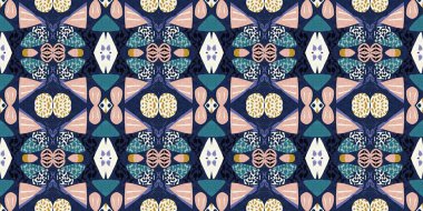 Kumaş efektli modern yama şebekesi. Kusursuz çağdaş yorgan modadan esinlenilmiş yaz sınır tasarımları için tekstil baskısı tekrarı