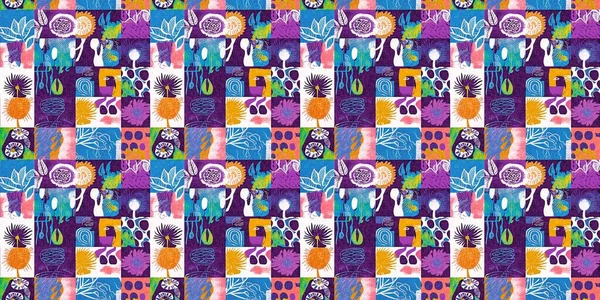 Modern Naive Collage Paper Cut Out Shapes Banner Fabric Effect — Stock Photo, Image