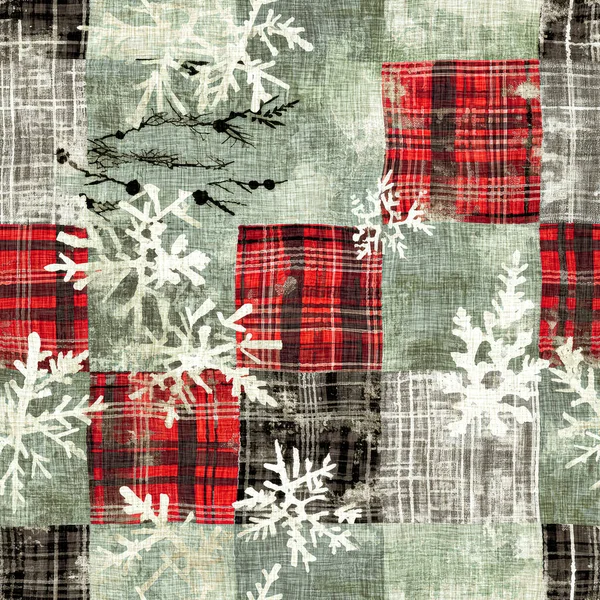 Grunge Rustieke Kerst Sneeuwvlok Winter Cottage Stijl Achtergrond Patroon Feestelijke — Stockfoto